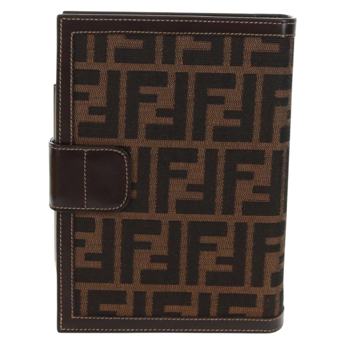 FENDI Zucca Canvas Agenda Day Planner Cover Brown Black Auth fm5048V
