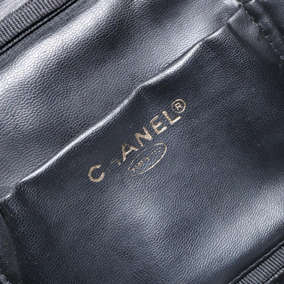 CHANEL Vanity Pouch Patent leather Black Gold CC Auth fm5051