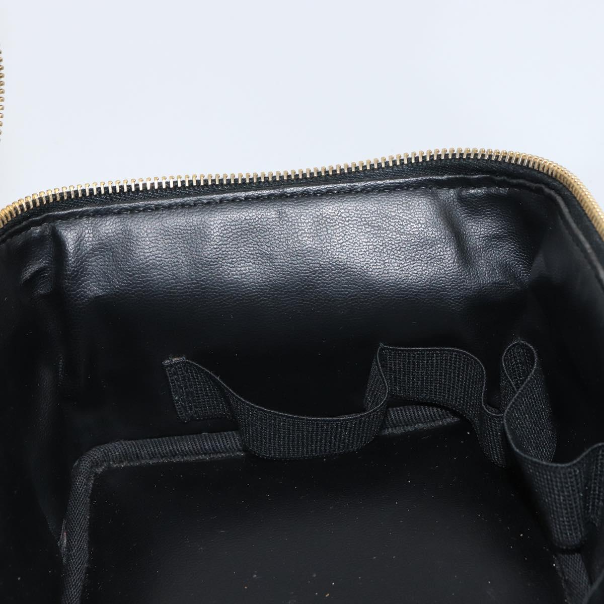 CHANEL Vanity Pouch Patent leather Black Gold CC Auth fm5051