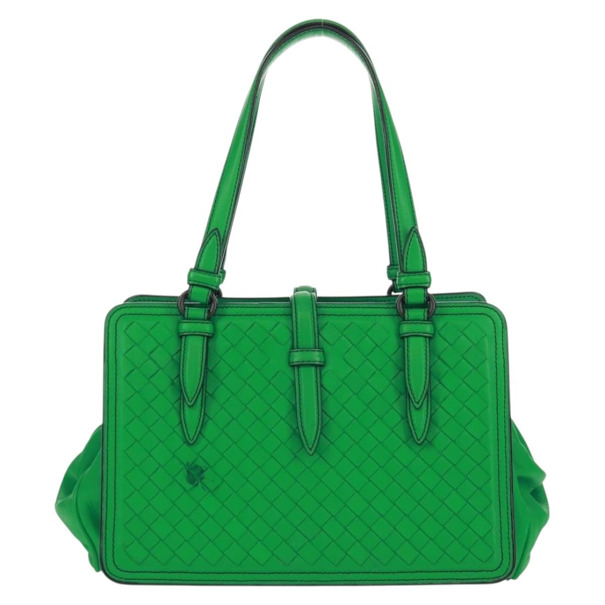 BOTTEGA VENETA INTRECCIATO Hand Bag Leather Green Auth fm5052V