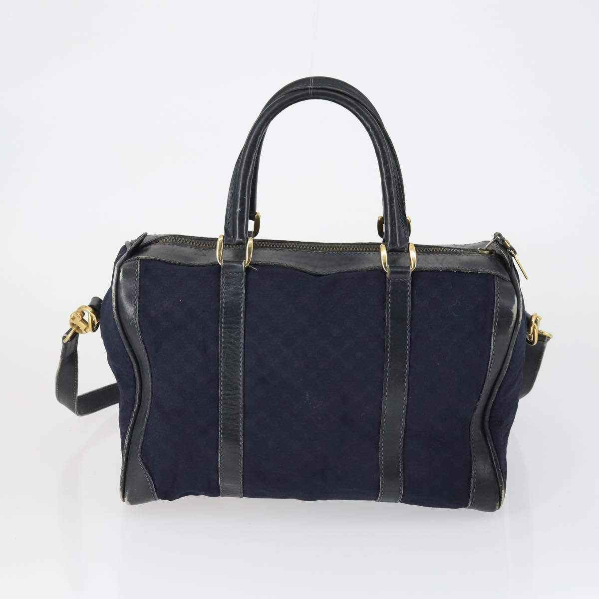 GUCCI Micro GG Canvas GG Micro Supreme Bag Leather 3 Set Navy Brown Auth fm5061