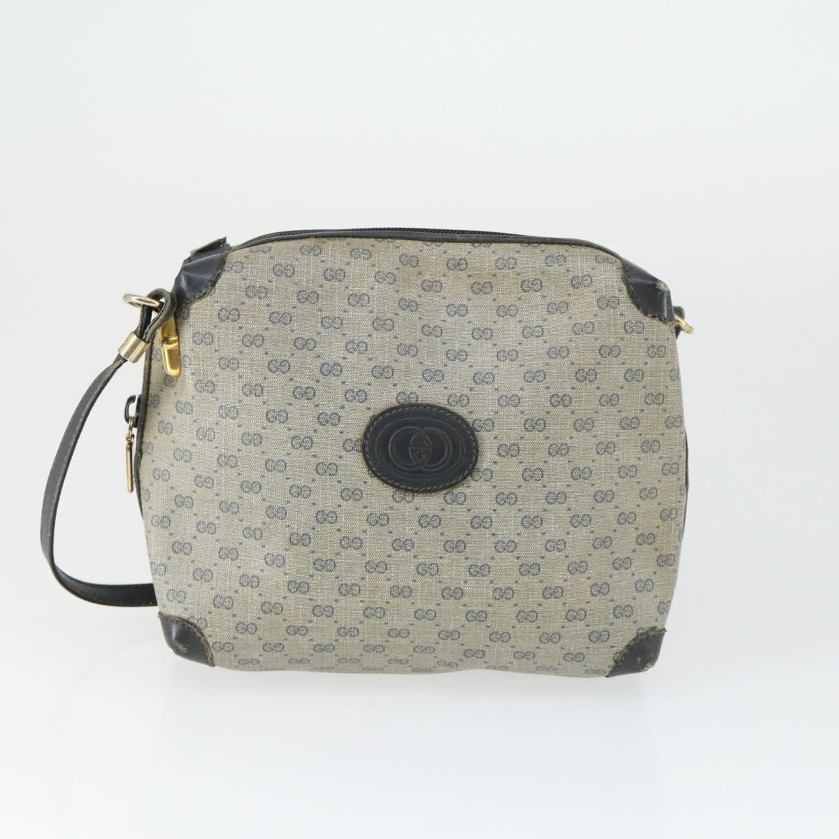 GUCCI Micro GG Canvas GG Micro Supreme Bag Leather 3 Set Navy Brown Auth fm5061