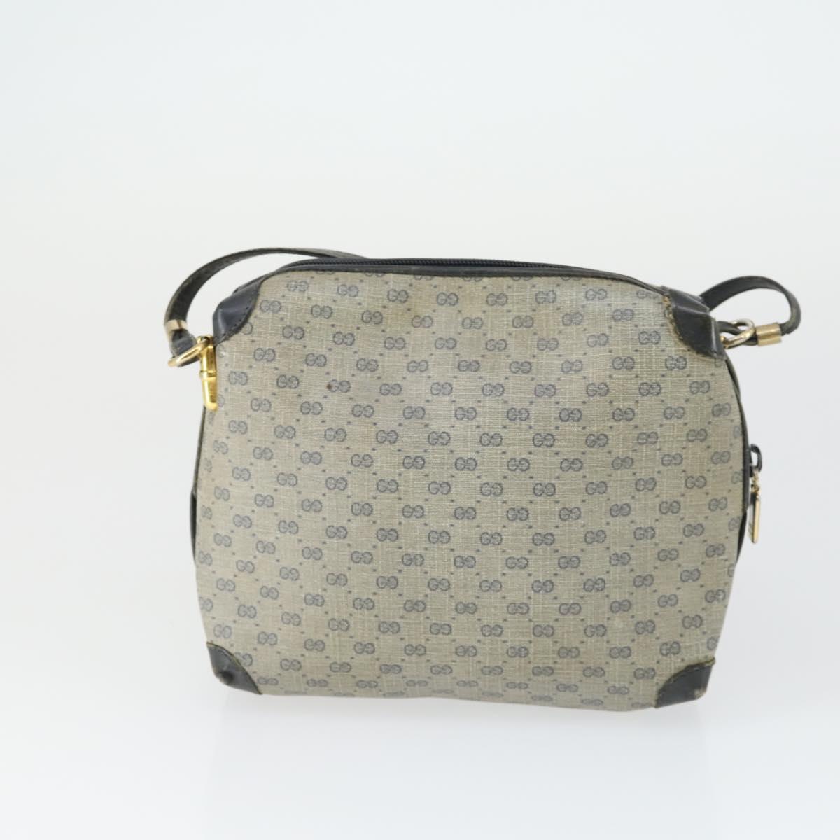 GUCCI Micro GG Canvas GG Micro Supreme Bag Leather 3 Set Navy Brown Auth fm5061