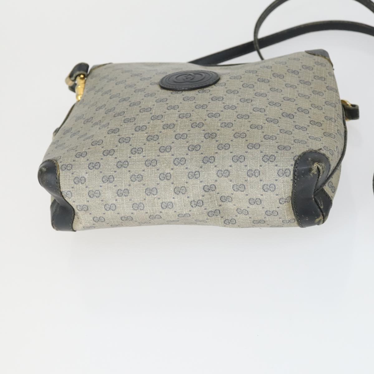 GUCCI Micro GG Canvas GG Micro Supreme Bag Leather 3 Set Navy Brown Auth fm5061