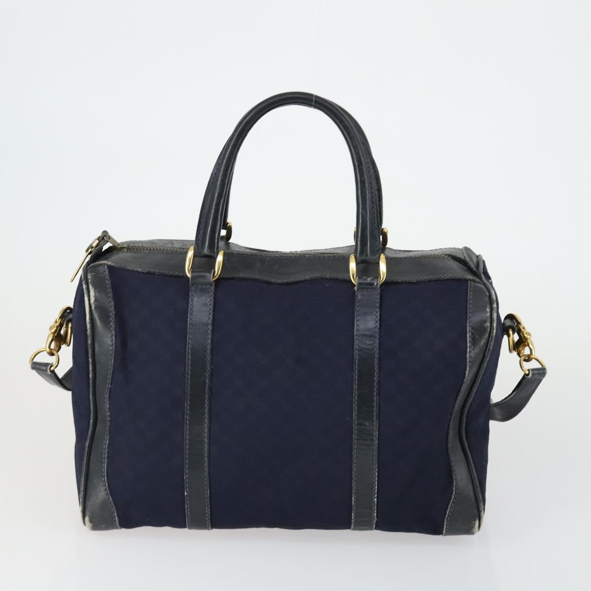 GUCCI Micro GG Canvas GG Micro Supreme Bag Leather 3 Set Navy Brown Auth fm5061
