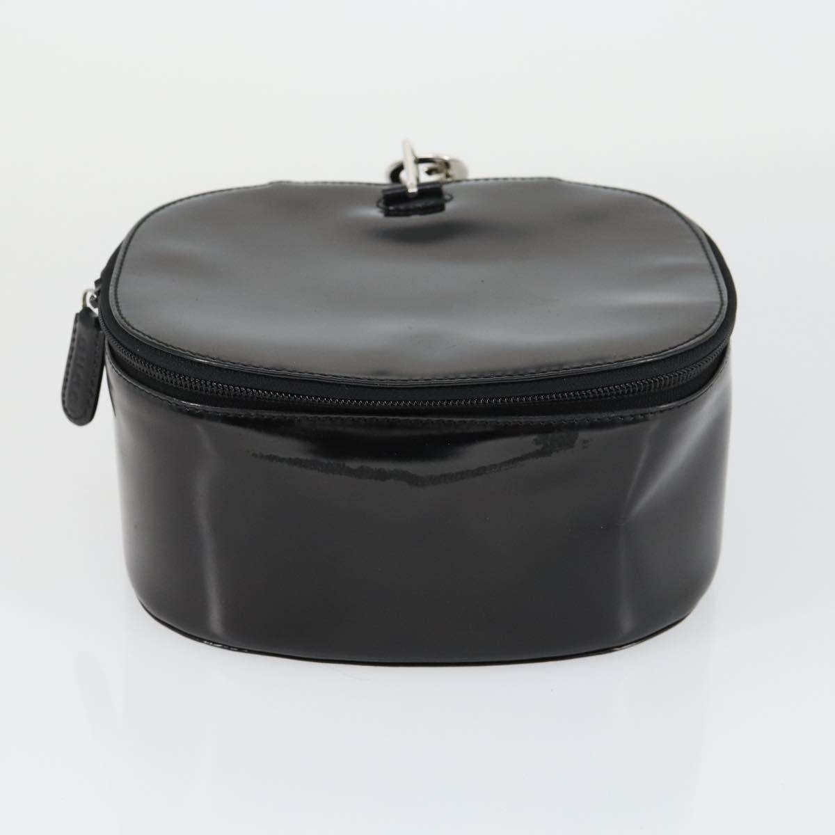 GUCCI Bamboo Vanity pouch Pouch Patent leather 2 Set Black Auth fm5062