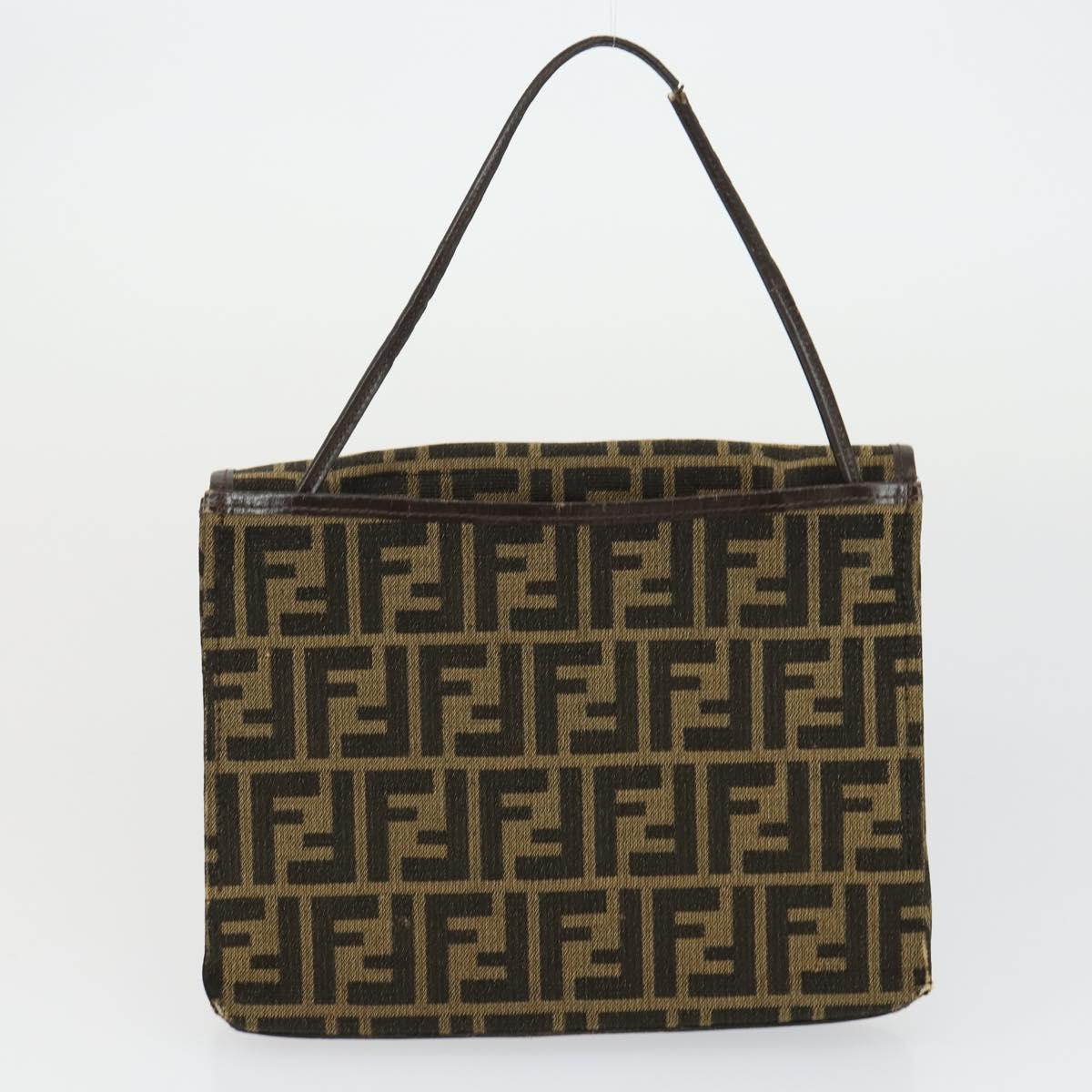 FENDI Zucca Canvas Zucchino Canvas Bag PVC 3 Set Black Brown Auth fm5063