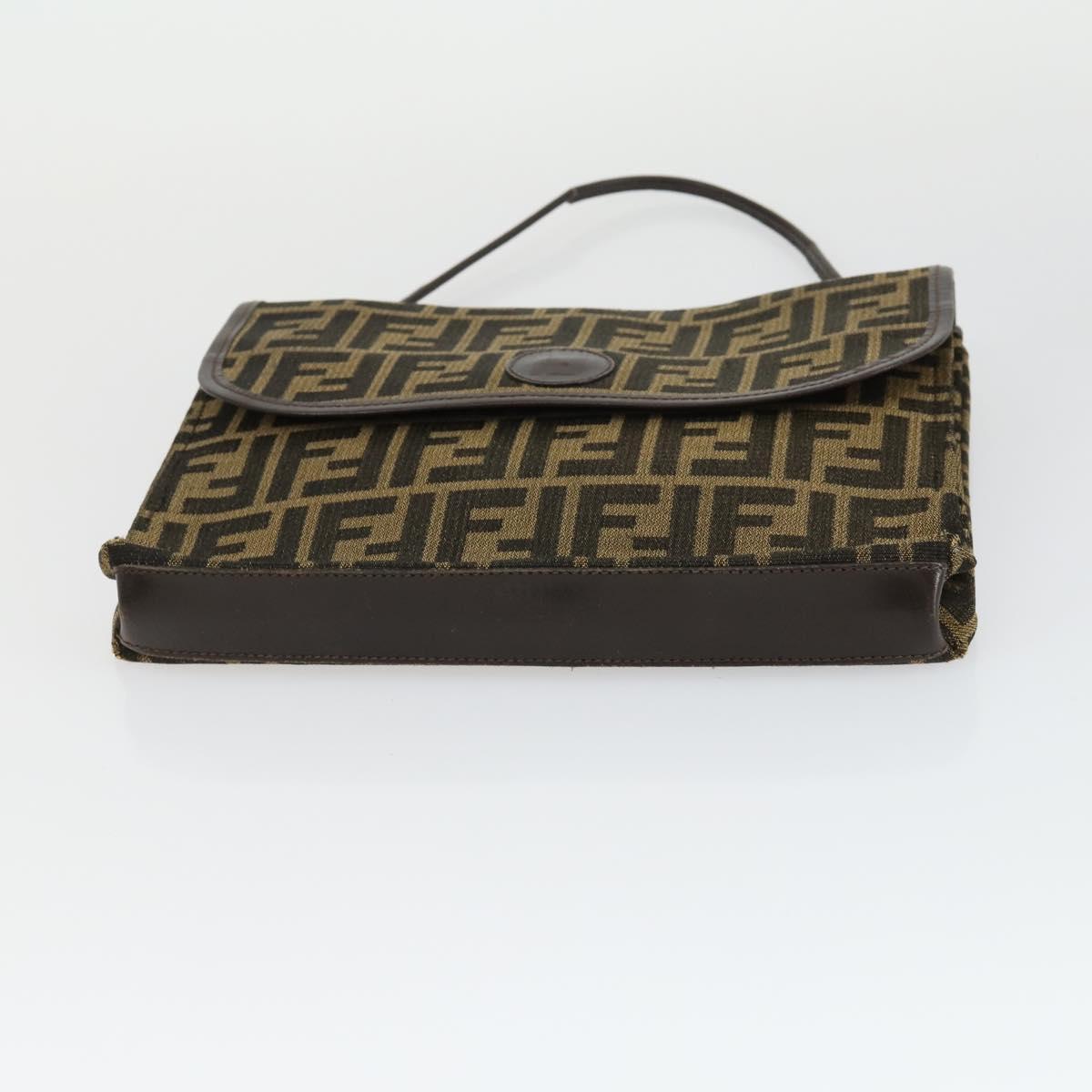 FENDI Zucca Canvas Zucchino Canvas Bag PVC 3 Set Black Brown Auth fm5063