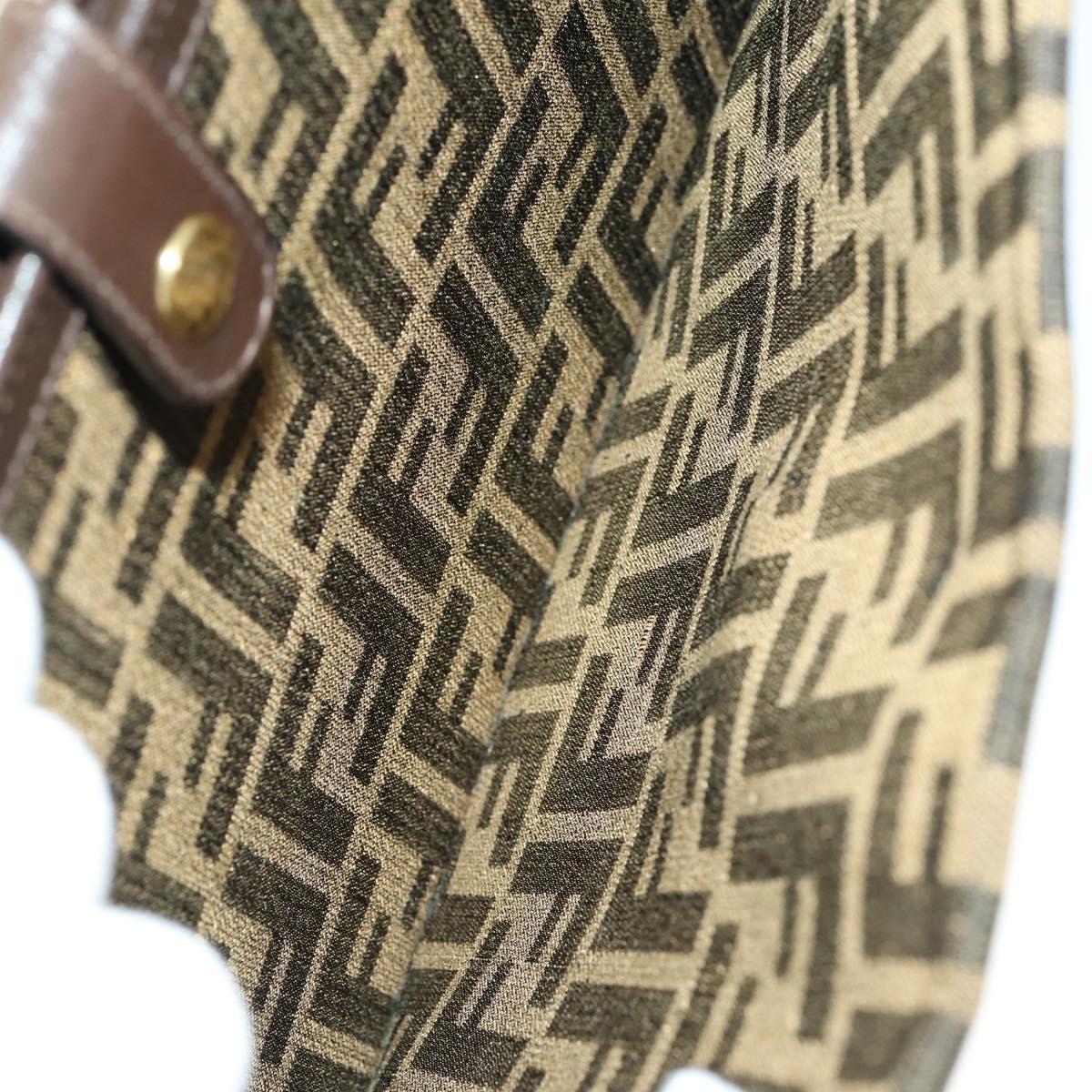 FENDI Zucca Canvas Zucchino Canvas Bag PVC 3 Set Black Brown Auth fm5063