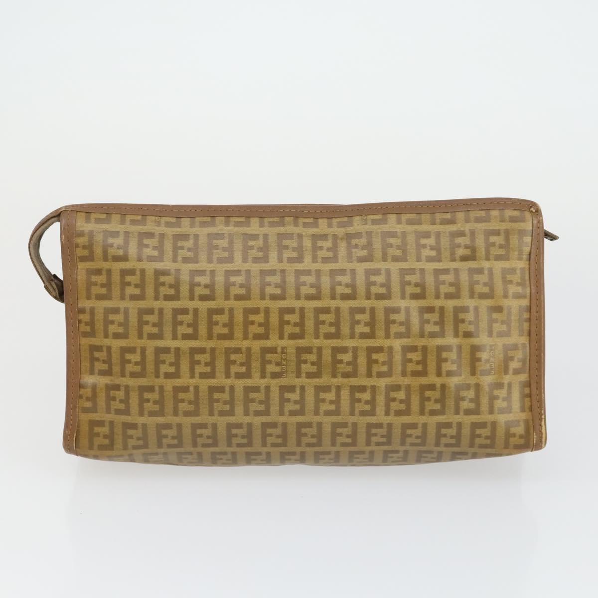 FENDI Zucca Canvas Zucchino Canvas Bag PVC 3 Set Black Brown Auth fm5063