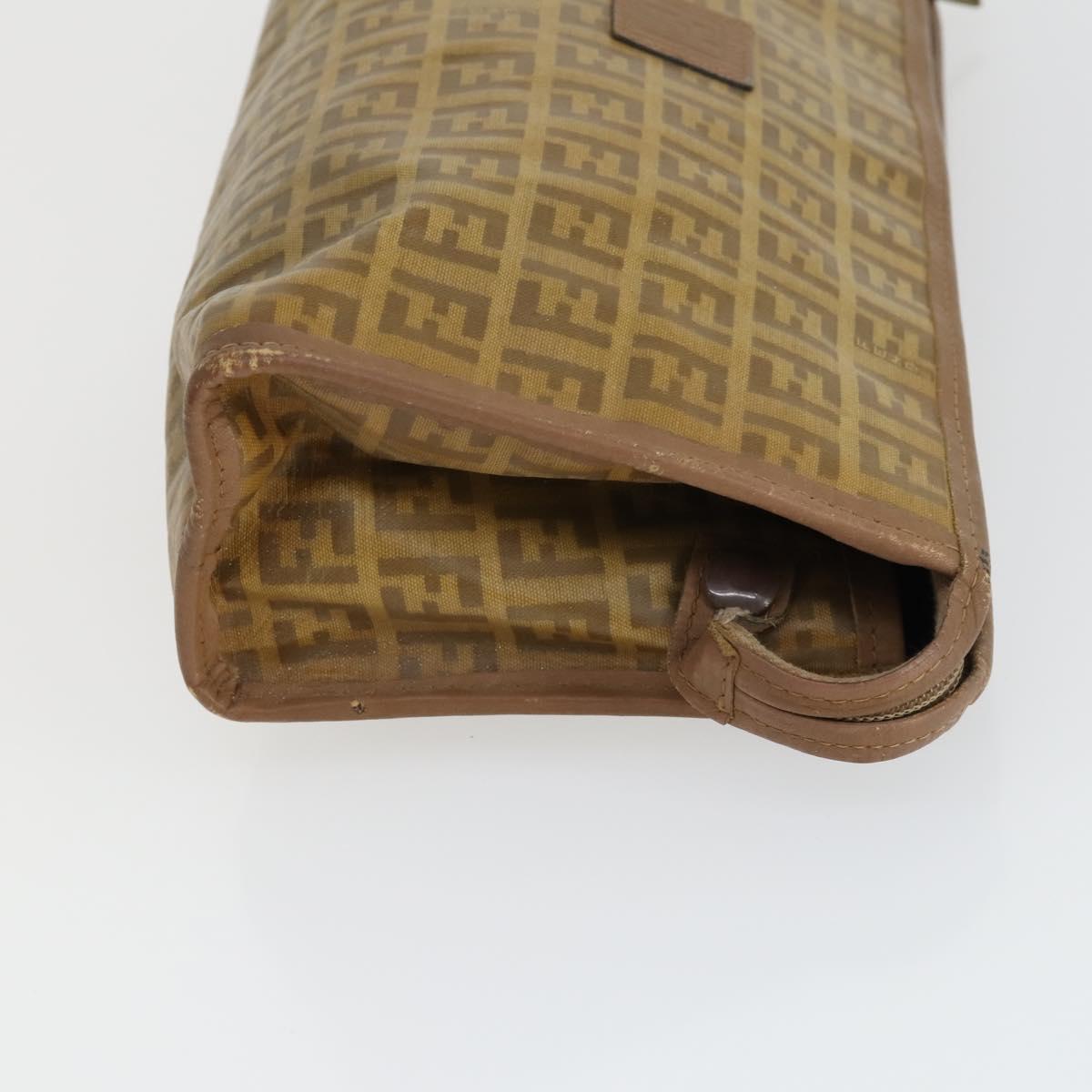 FENDI Zucca Canvas Zucchino Canvas Bag PVC 3 Set Black Brown Auth fm5063