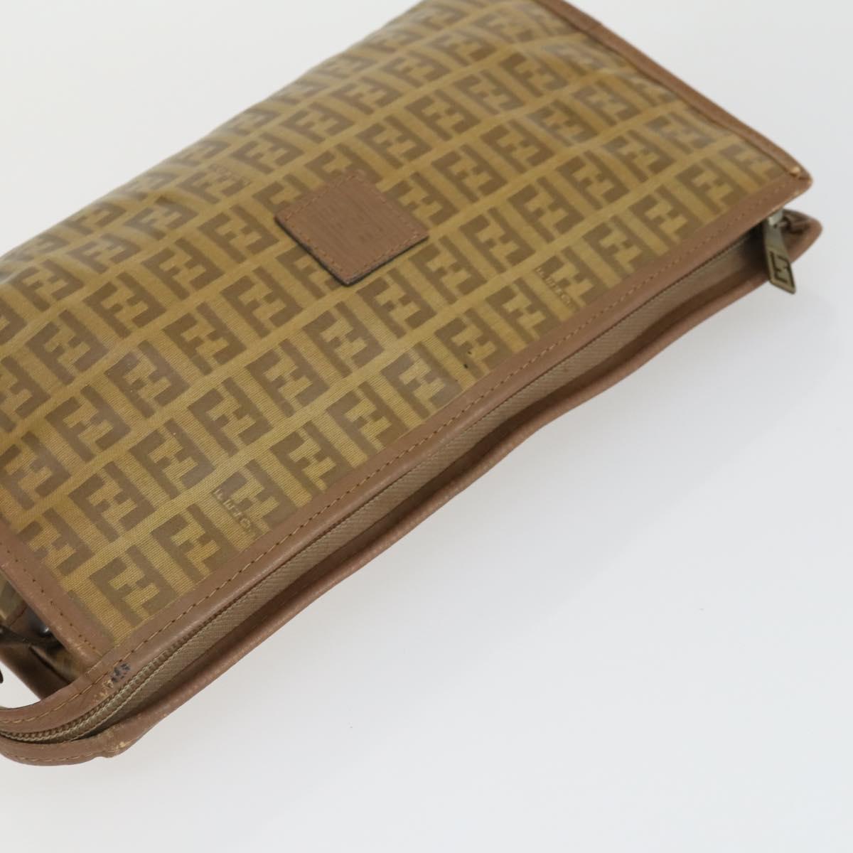 FENDI Zucca Canvas Zucchino Canvas Bag PVC 3 Set Black Brown Auth fm5063