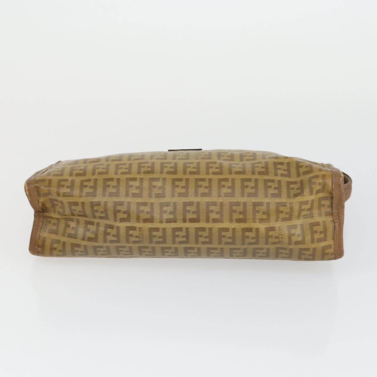 FENDI Zucca Canvas Zucchino Canvas Bag PVC 3 Set Black Brown Auth fm5063