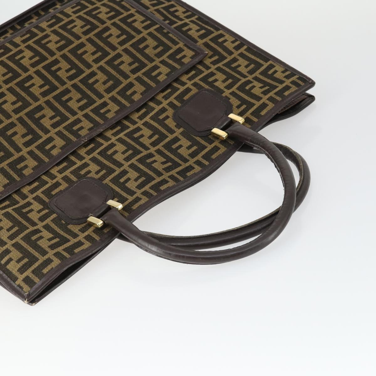 FENDI Zucca Canvas Zucchino Canvas Bag PVC 3 Set Black Brown Auth fm5063