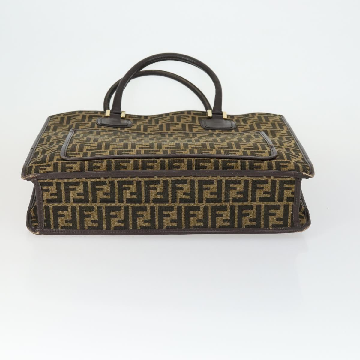 FENDI Zucca Canvas Zucchino Canvas Bag PVC 3 Set Black Brown Auth fm5063