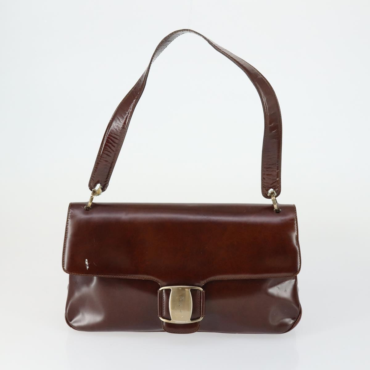 Salvatore Ferragamo Vala Bag Leather nylon 3 Set Beige Brown Auth fm5064