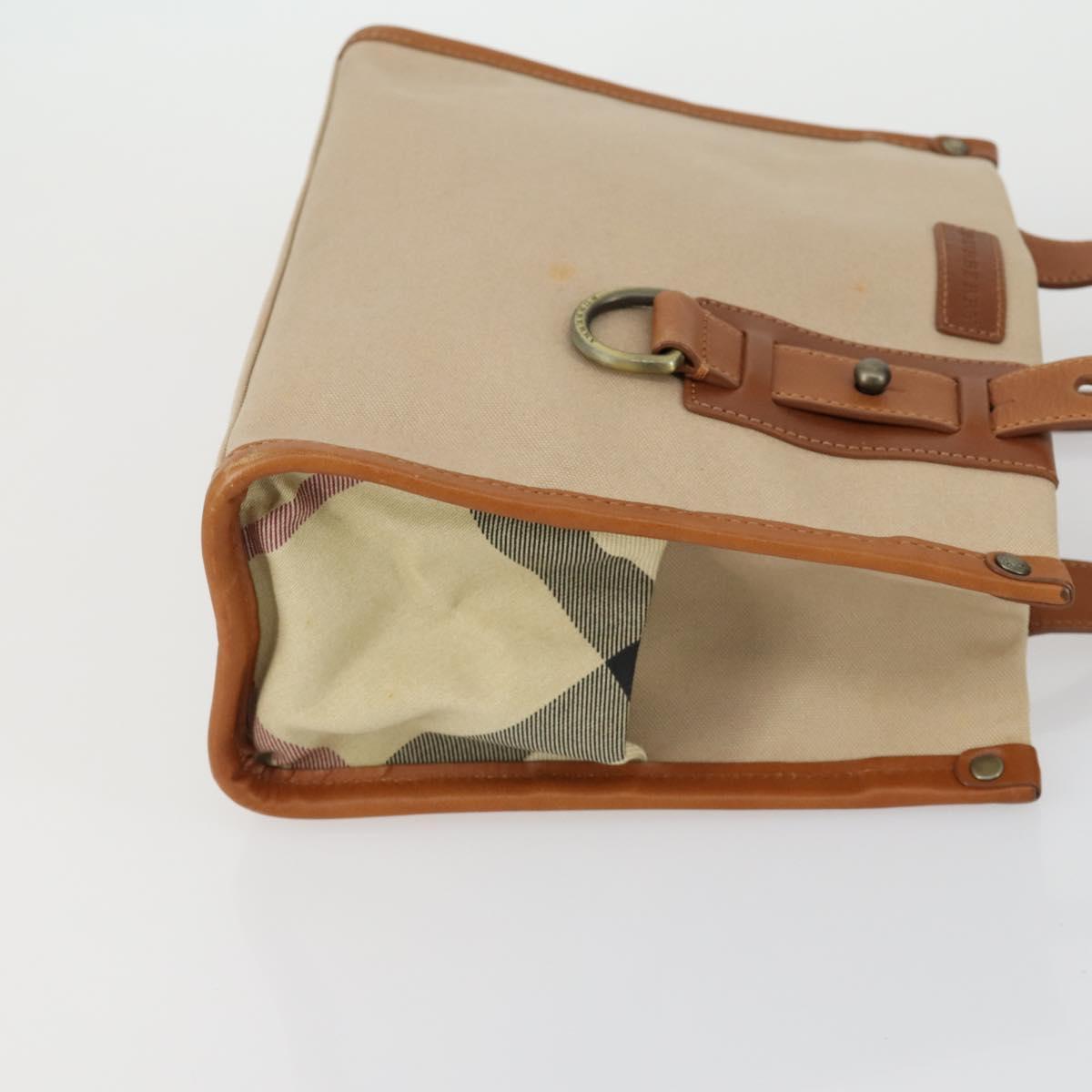 BURBERRY Nova Check Blue Black Label Hand Bag Canvas 4 Set Beige Auth fm5065