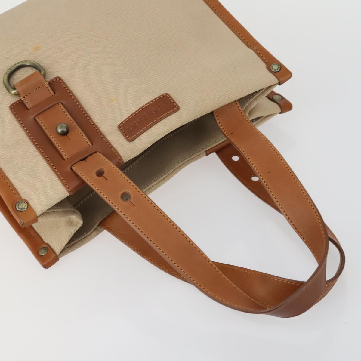 BURBERRY Nova Check Blue Black Label Hand Bag Canvas 4 Set Beige Auth fm5065