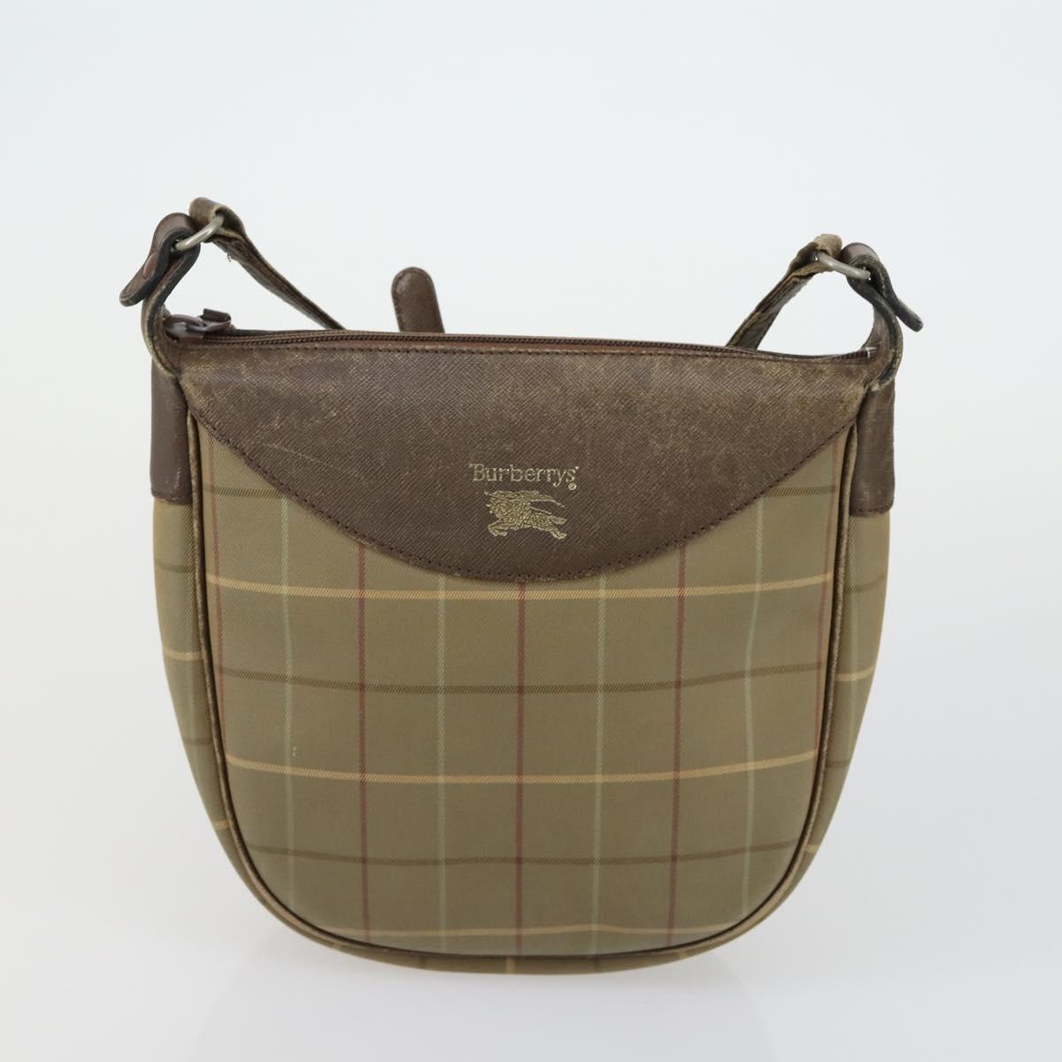 BURBERRY Nova Check Blue Black Label Hand Bag Canvas 4 Set Beige Auth fm5065