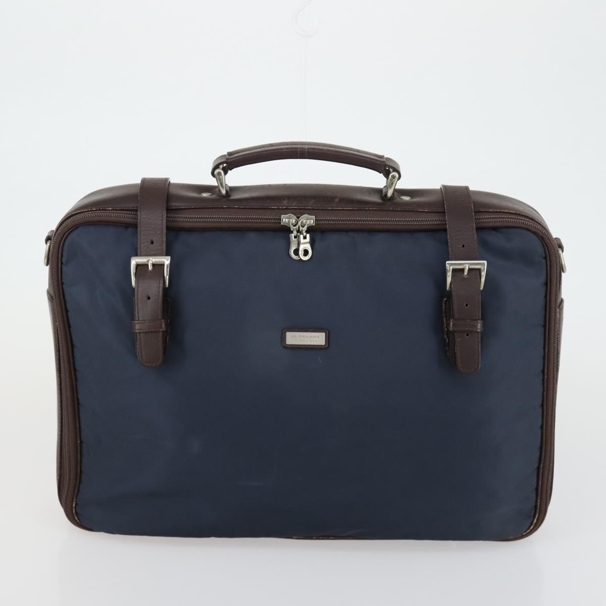 BURBERRY Nova Check Blue Black Label Hand Bag Canvas 4 Set Beige Auth fm5065