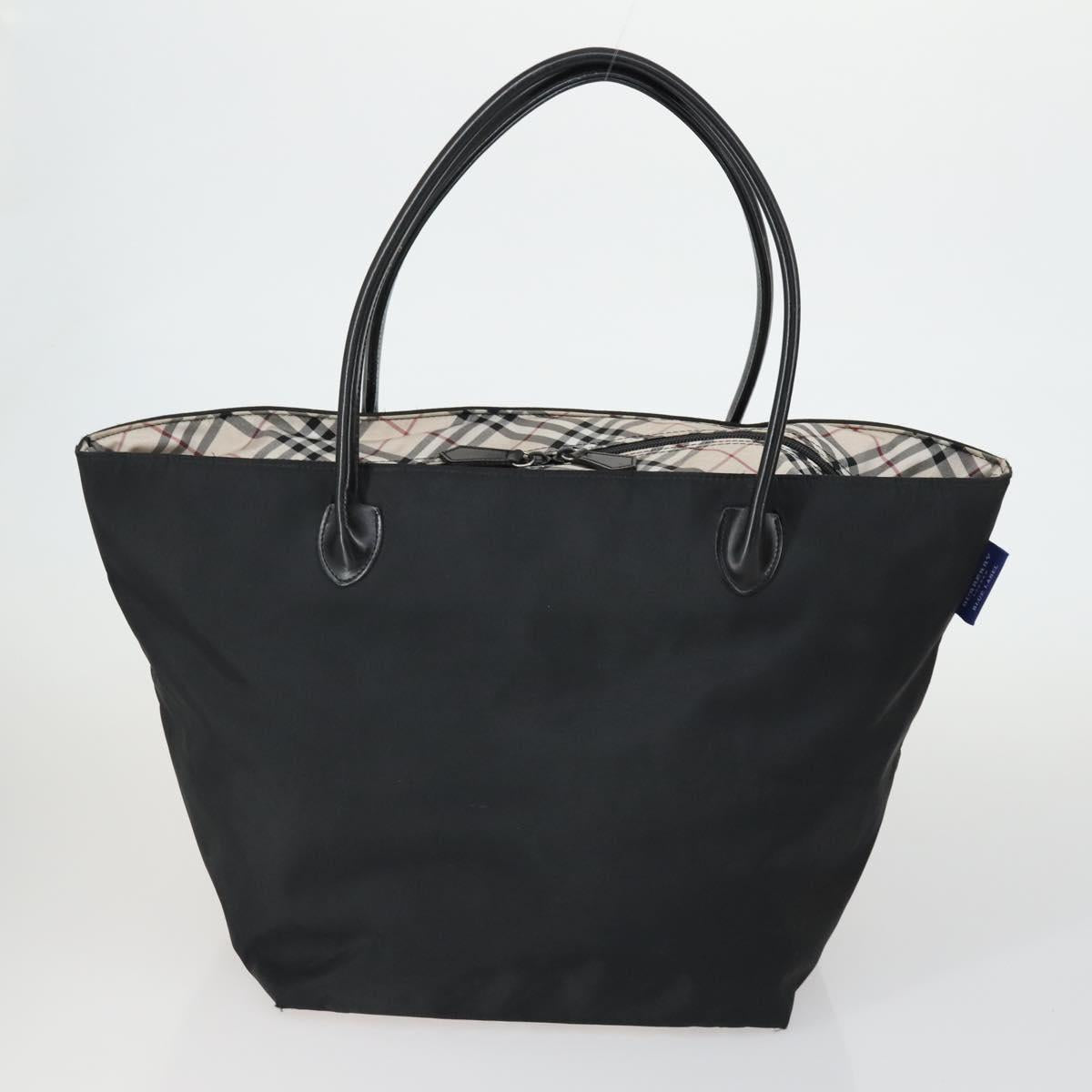 BURBERRY Nova Check Blue Black Label Hand Bag Canvas 4 Set Beige Auth fm5065