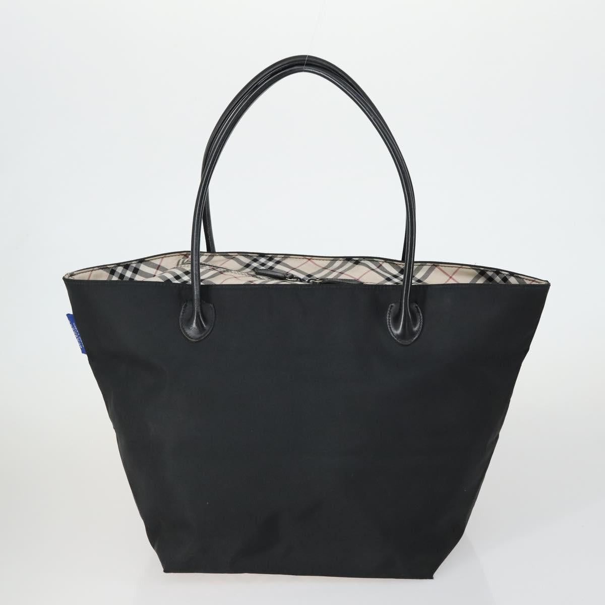 BURBERRY Nova Check Blue Black Label Hand Bag Canvas 4 Set Beige Auth fm5065