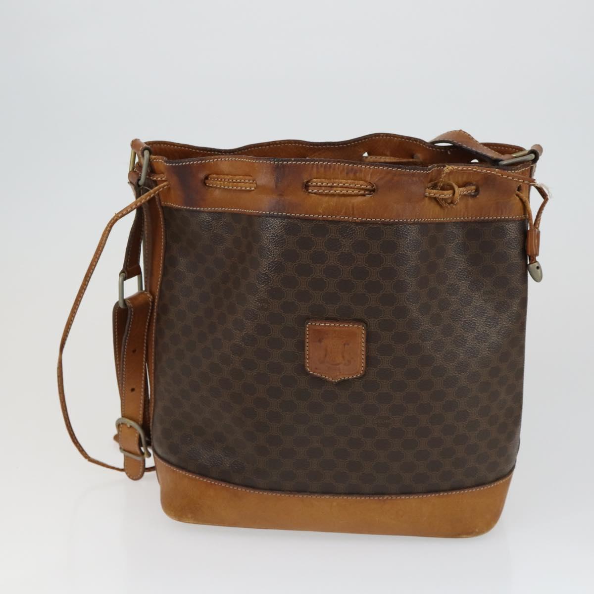 CELINE Macadam Canvas C Macadam Canvas Bag PVC 4 Set Brown Navy Auth fm5067