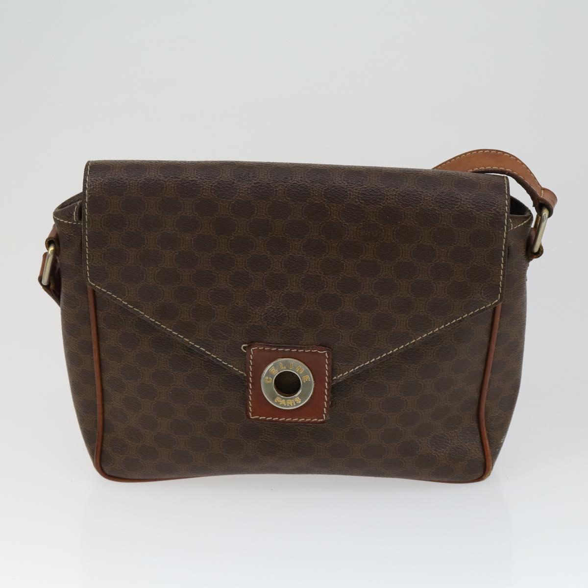 CELINE Macadam Canvas C Macadam Canvas Bag PVC 4 Set Brown Navy Auth fm5067