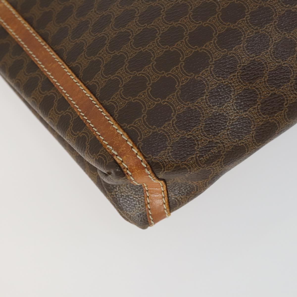 CELINE Macadam Canvas Clutch Bag PVC Leather 2 Set Brown Auth fm5068
