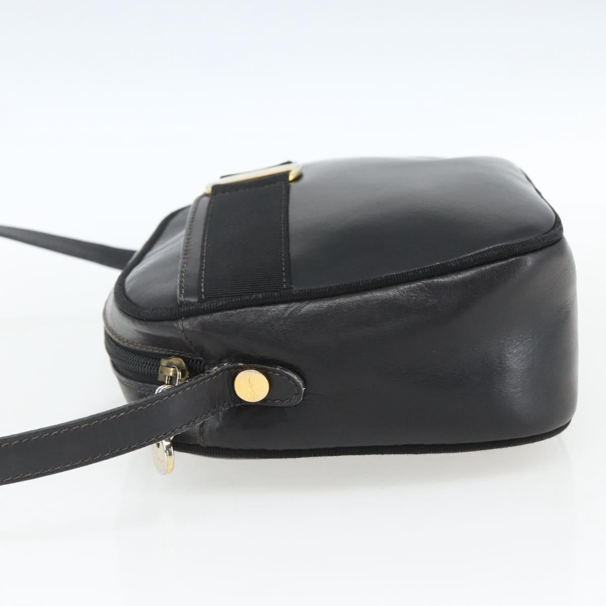 Salvatore Ferragamo Vala Shoulder Bag Leather Black Gold Auth fm5071