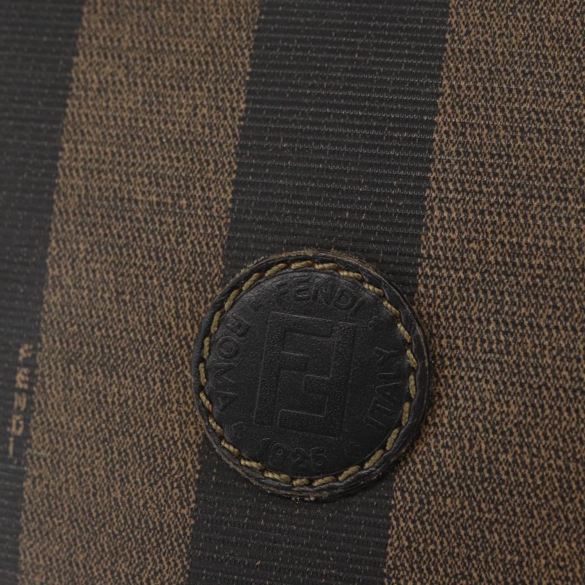 FENDI Pecan Canvas Shoulder Bag PVC Black Brown gold Auth fm5072
