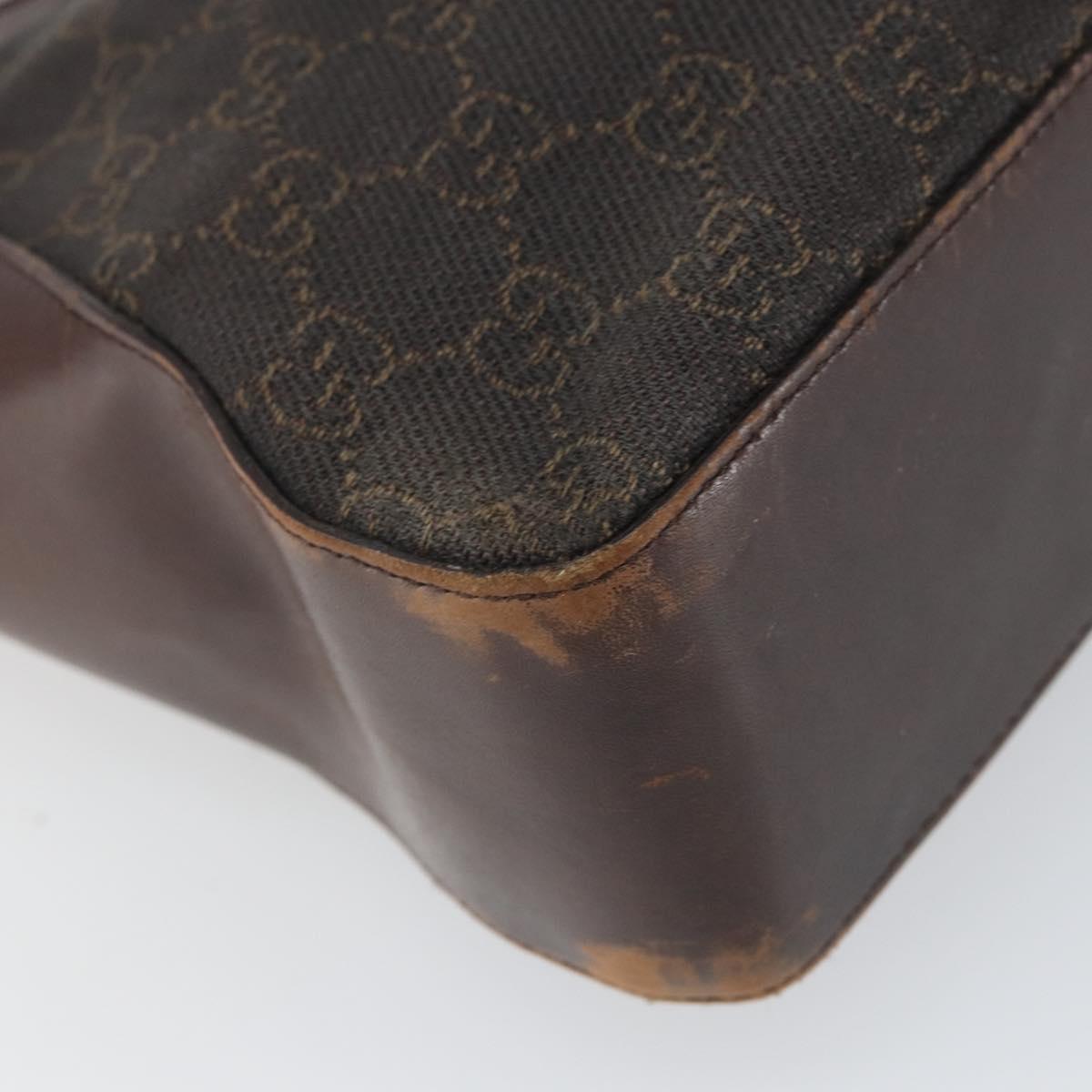 GUCCI GG Canvas Tote Bag Brown Silver 73983 Auth fm5075
