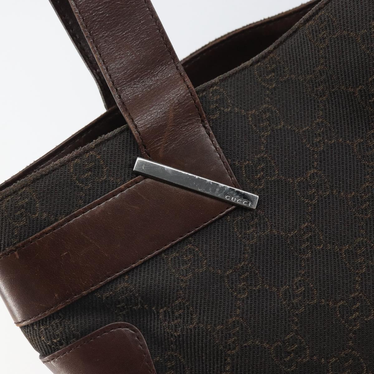 GUCCI GG Canvas Tote Bag Brown Silver 73983 Auth fm5075