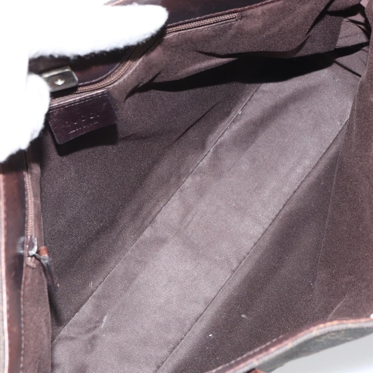 GUCCI GG Canvas Tote Bag Brown Silver 73983 Auth fm5075