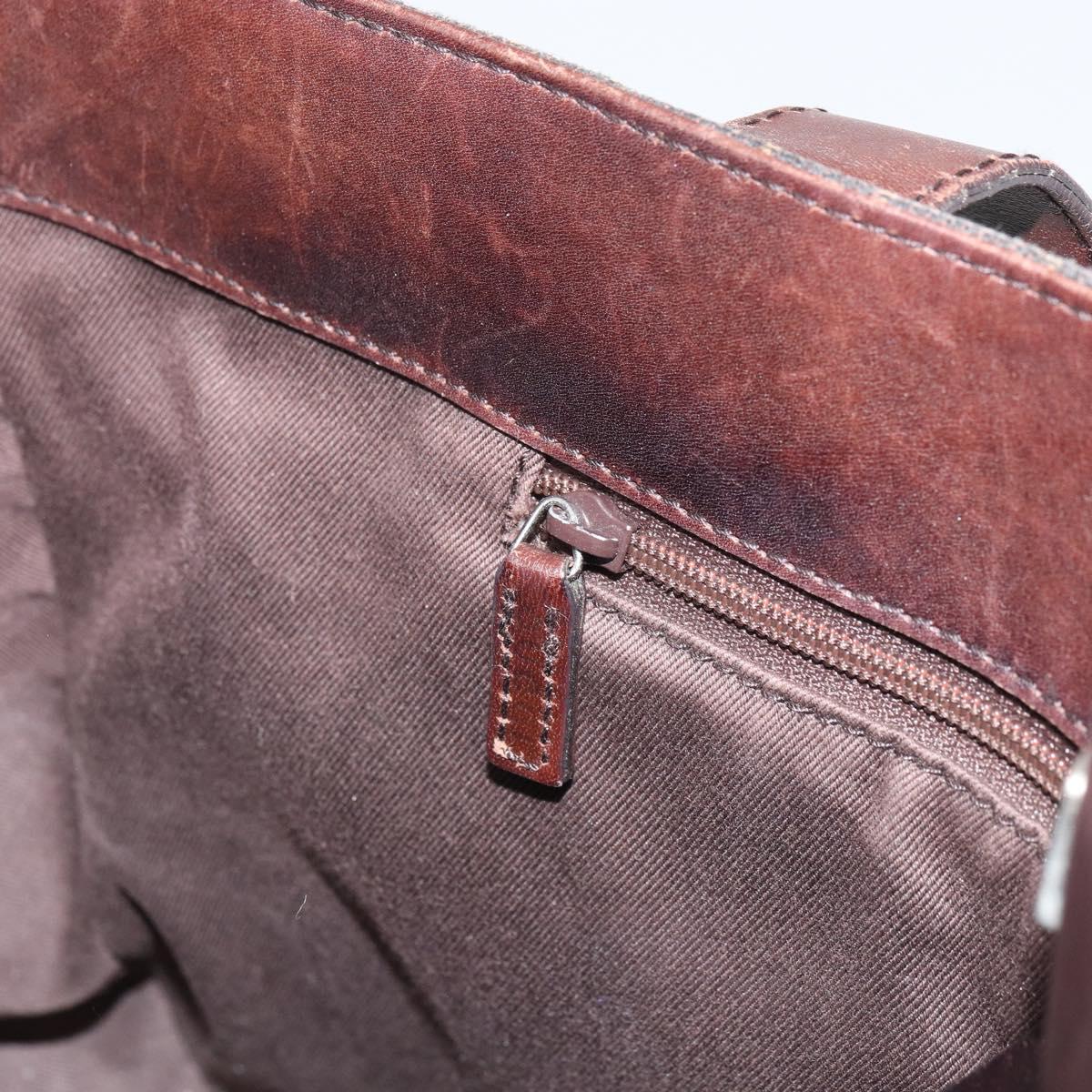 GUCCI GG Canvas Tote Bag Brown Silver 73983 Auth fm5075