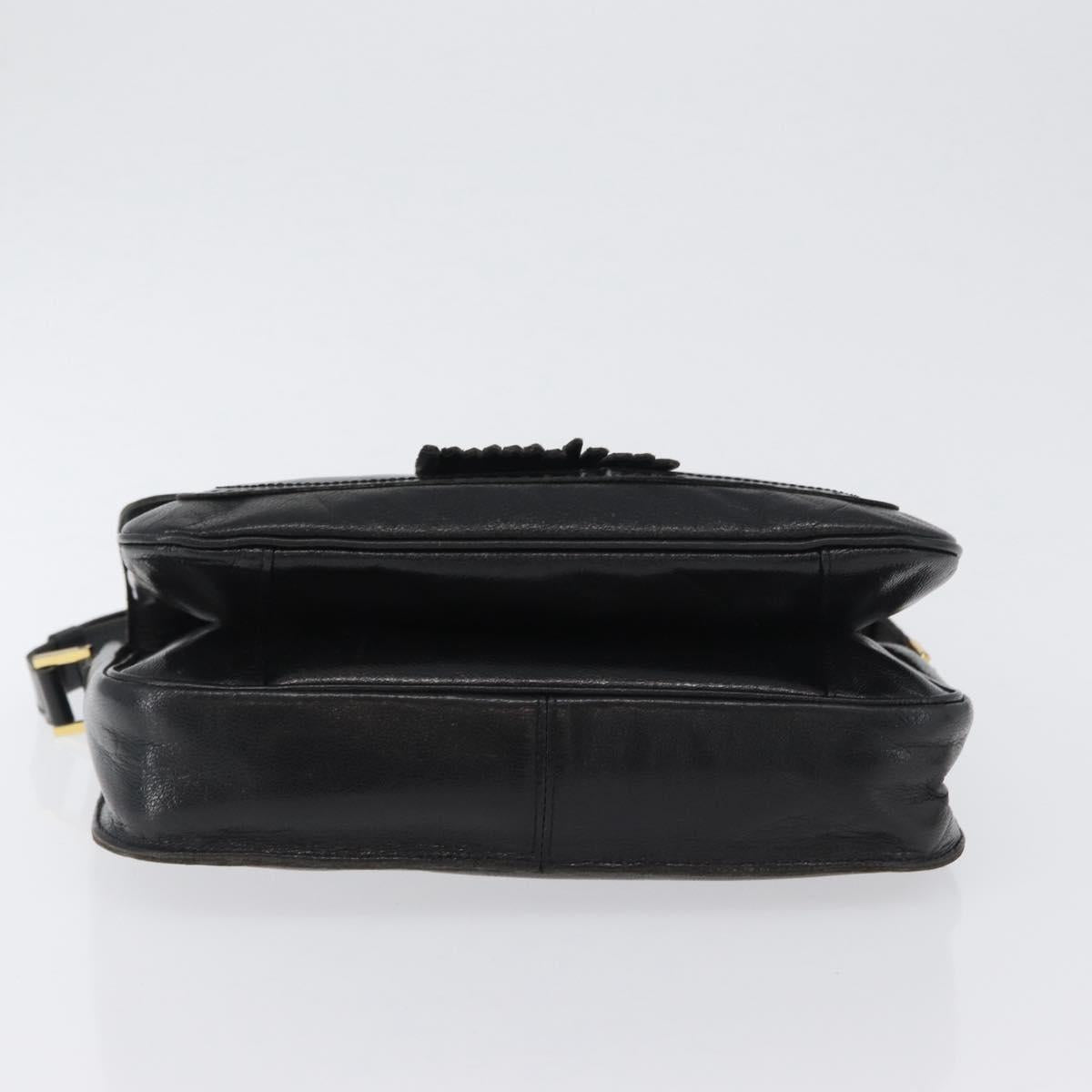 SAINT LAURENT Shoulder Bag Leather Black gold Auth fm5080