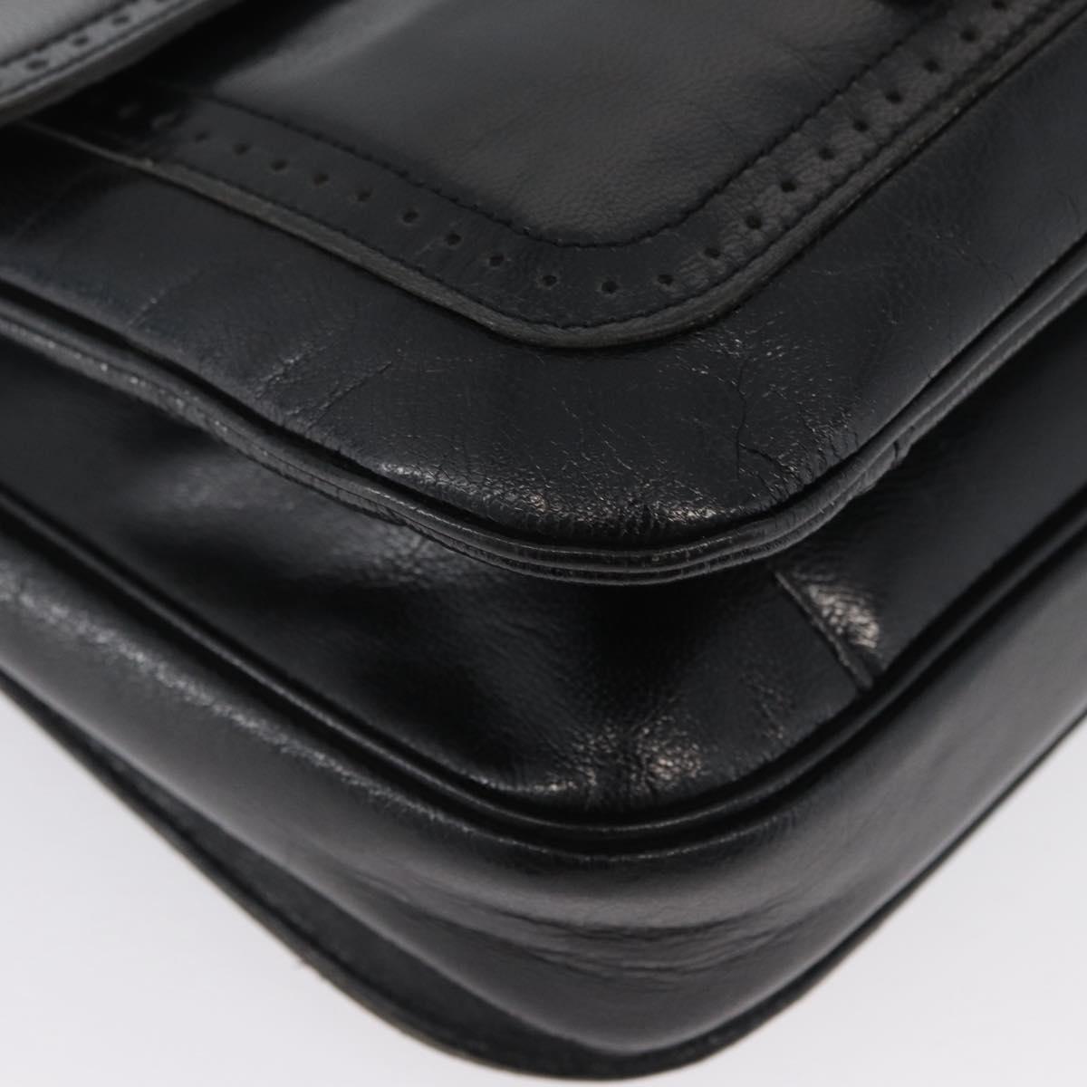 SAINT LAURENT Shoulder Bag Leather Black gold Auth fm5080