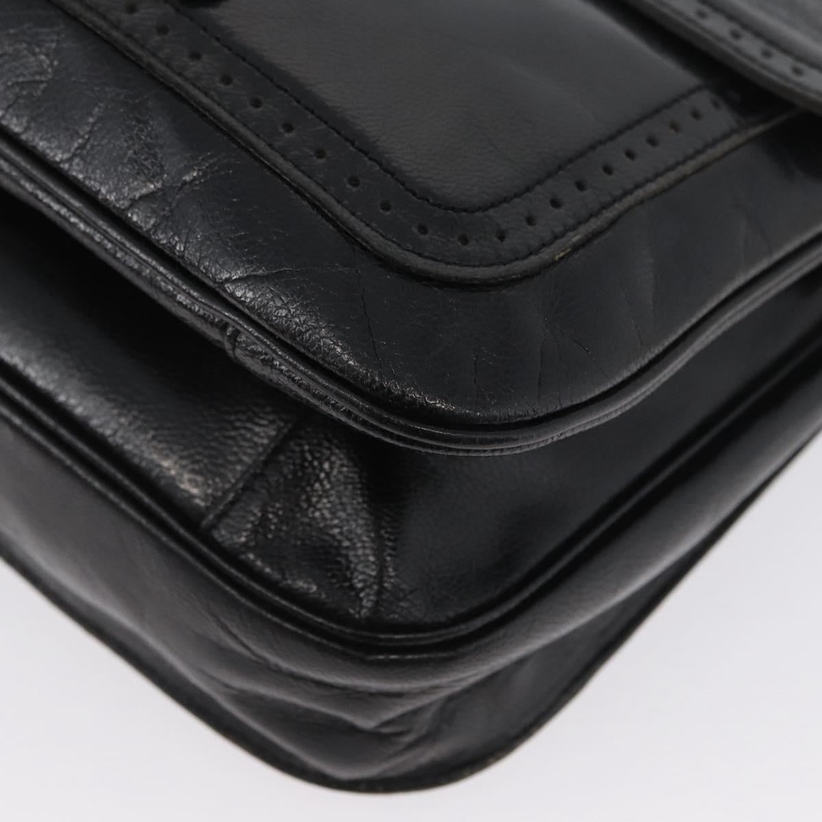 SAINT LAURENT Shoulder Bag Leather Black gold Auth fm5080