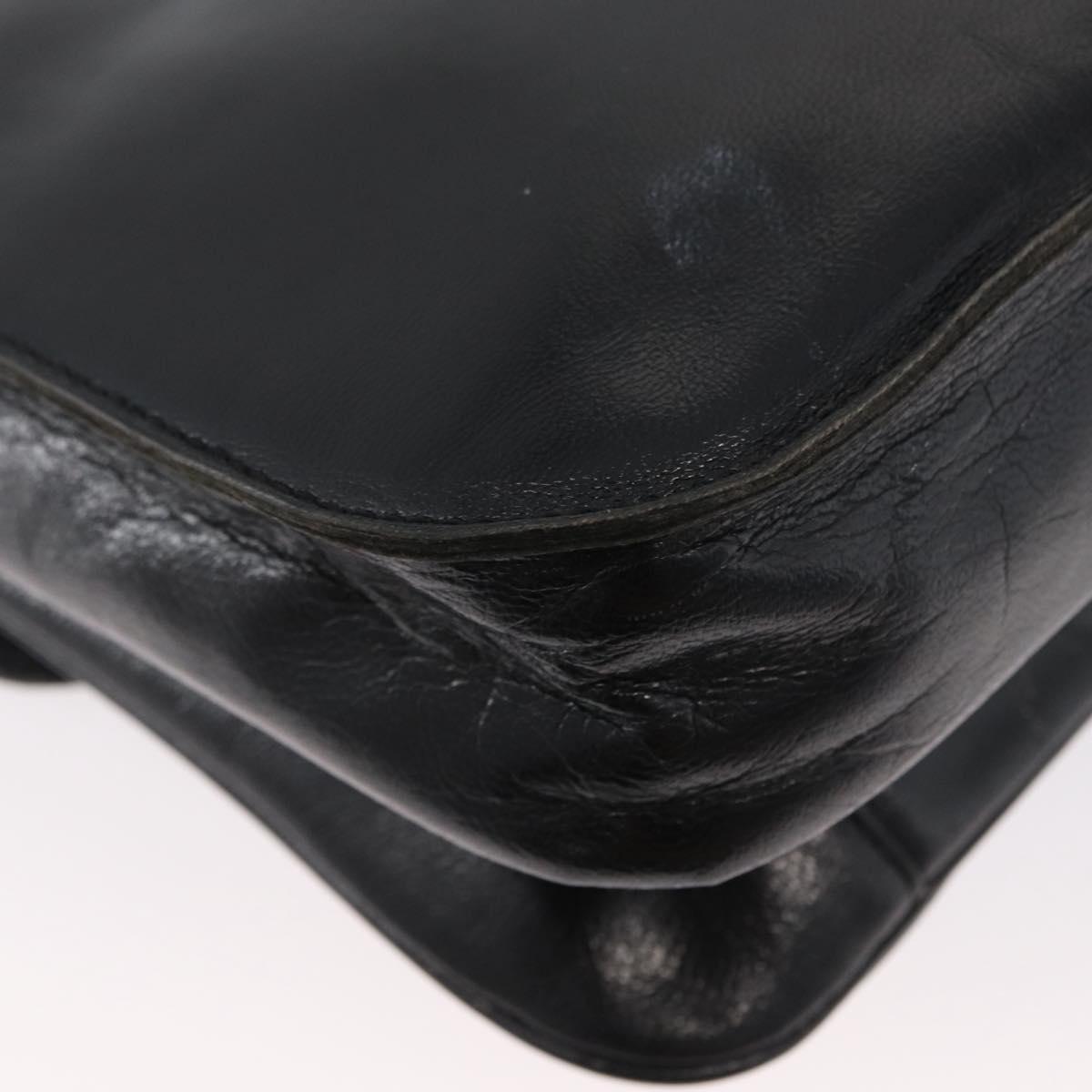 SAINT LAURENT Shoulder Bag Leather Black gold Auth fm5080