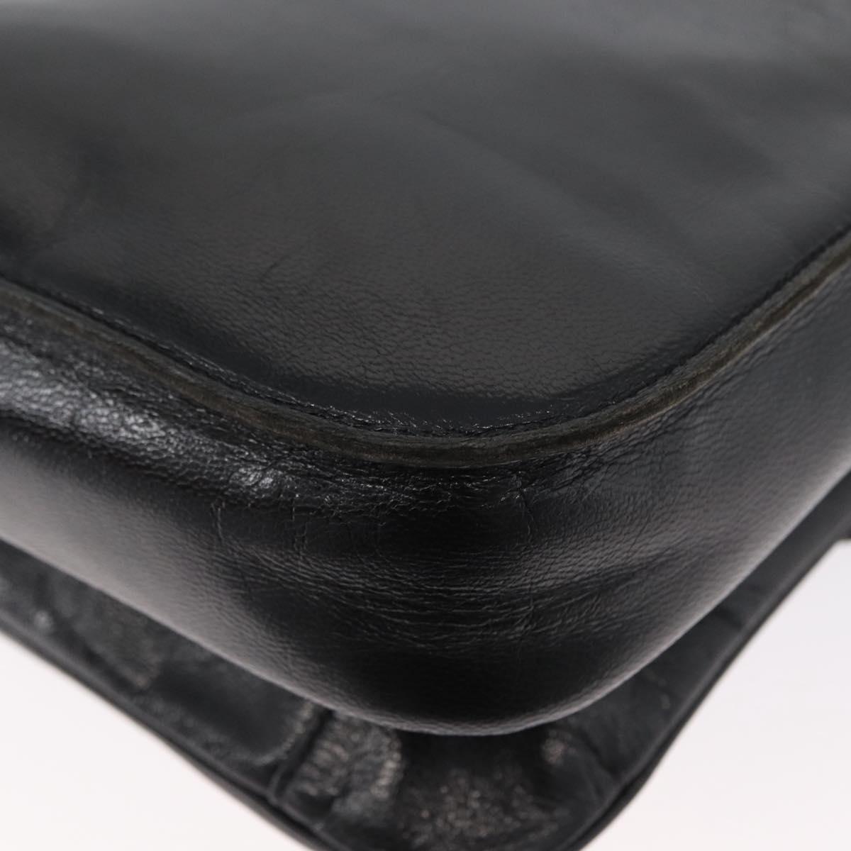 SAINT LAURENT Shoulder Bag Leather Black gold Auth fm5080