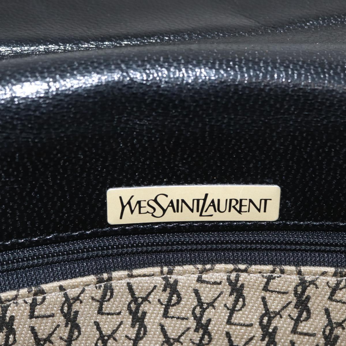 SAINT LAURENT Shoulder Bag Leather Black gold Auth fm5080