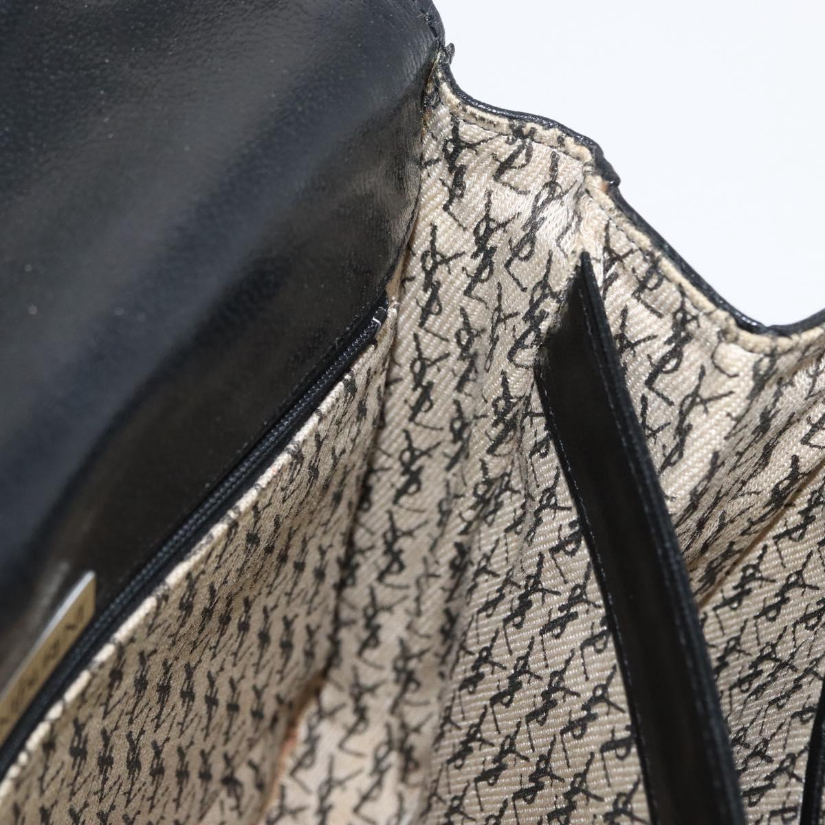 SAINT LAURENT Shoulder Bag Leather Black gold Auth fm5080