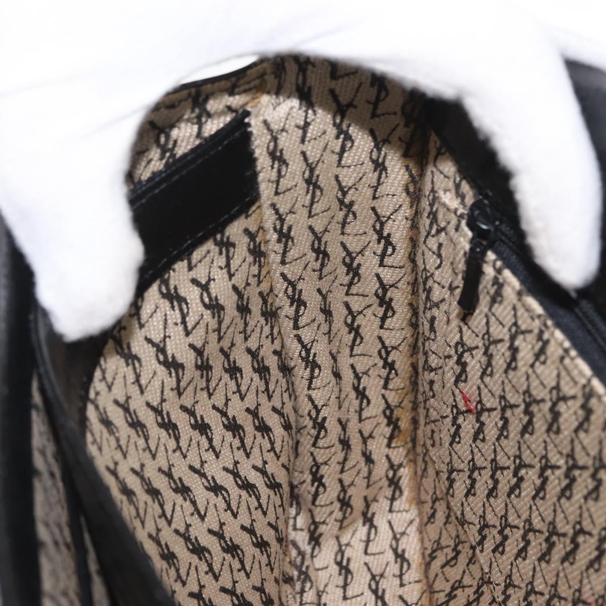 SAINT LAURENT Shoulder Bag Leather Black gold Auth fm5080