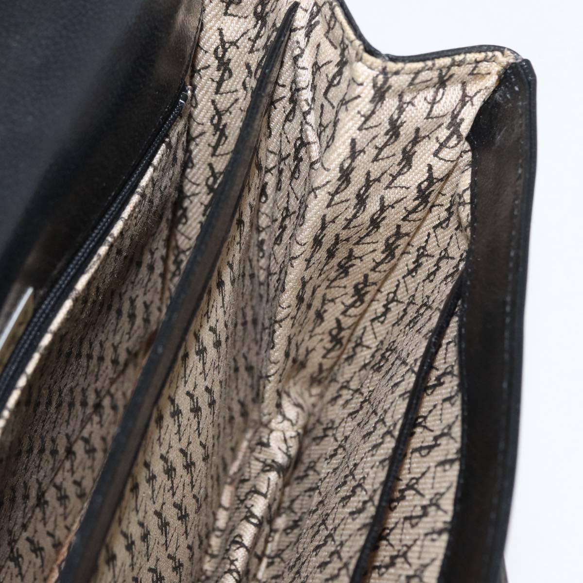 SAINT LAURENT Shoulder Bag Leather Black gold Auth fm5080