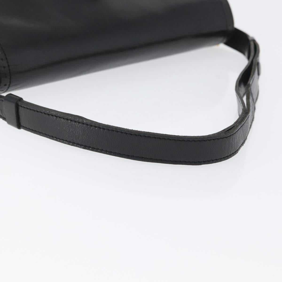 SAINT LAURENT Shoulder Bag Leather Black gold Auth fm5080