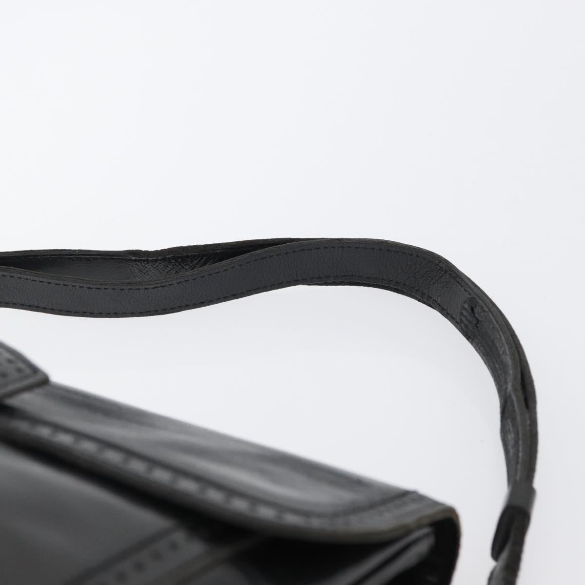 SAINT LAURENT Shoulder Bag Leather Black gold Auth fm5080