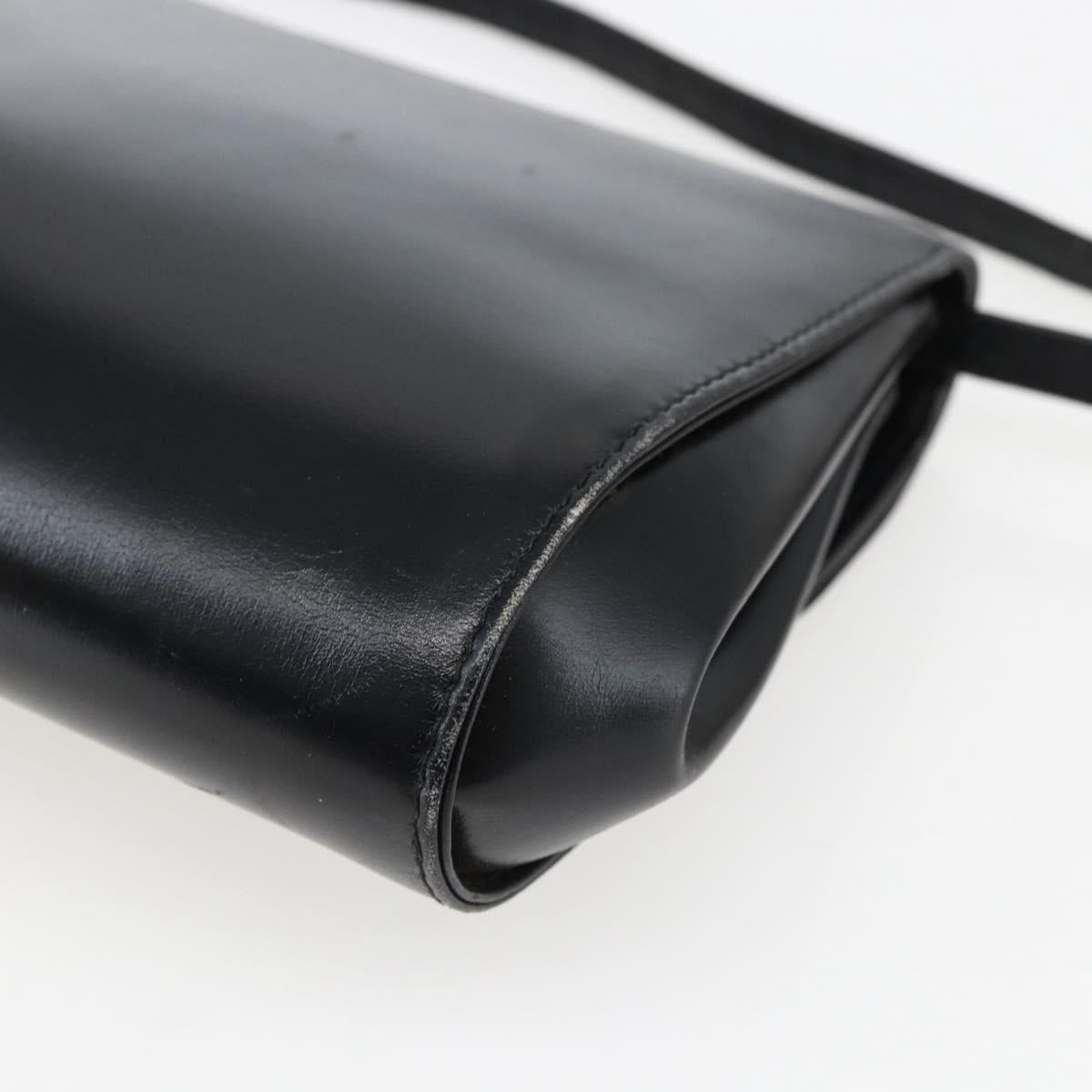 GUCCI Shoulder Bag Leather Black Gold 004 056 0219 Auth fm5081