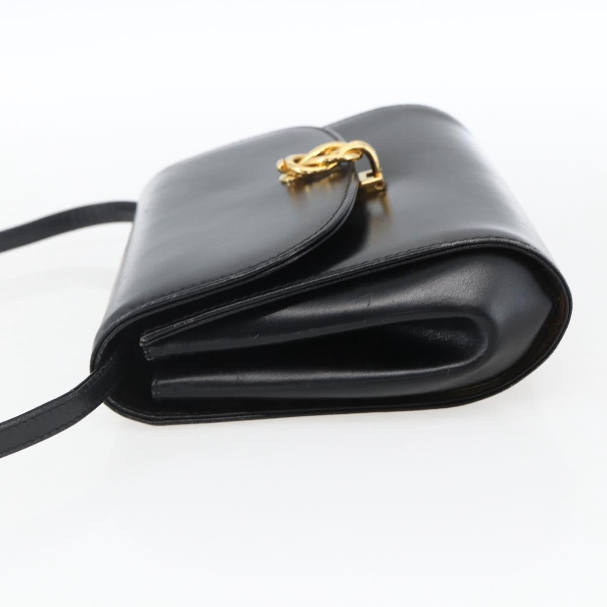 GUCCI Shoulder Bag Leather Black Gold 004 056 0219 Auth fm5081