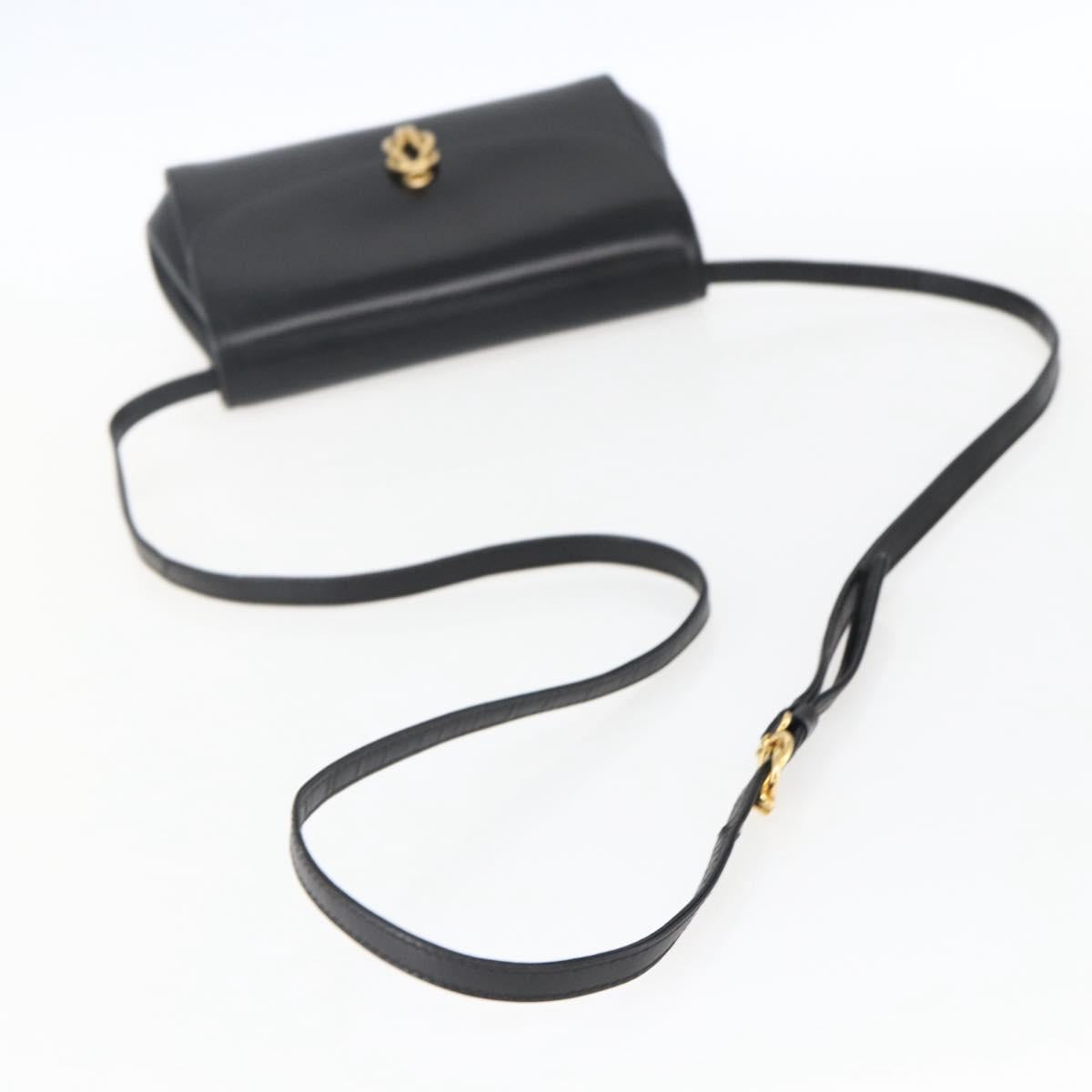 GUCCI Shoulder Bag Leather Black Gold 004 056 0219 Auth fm5081