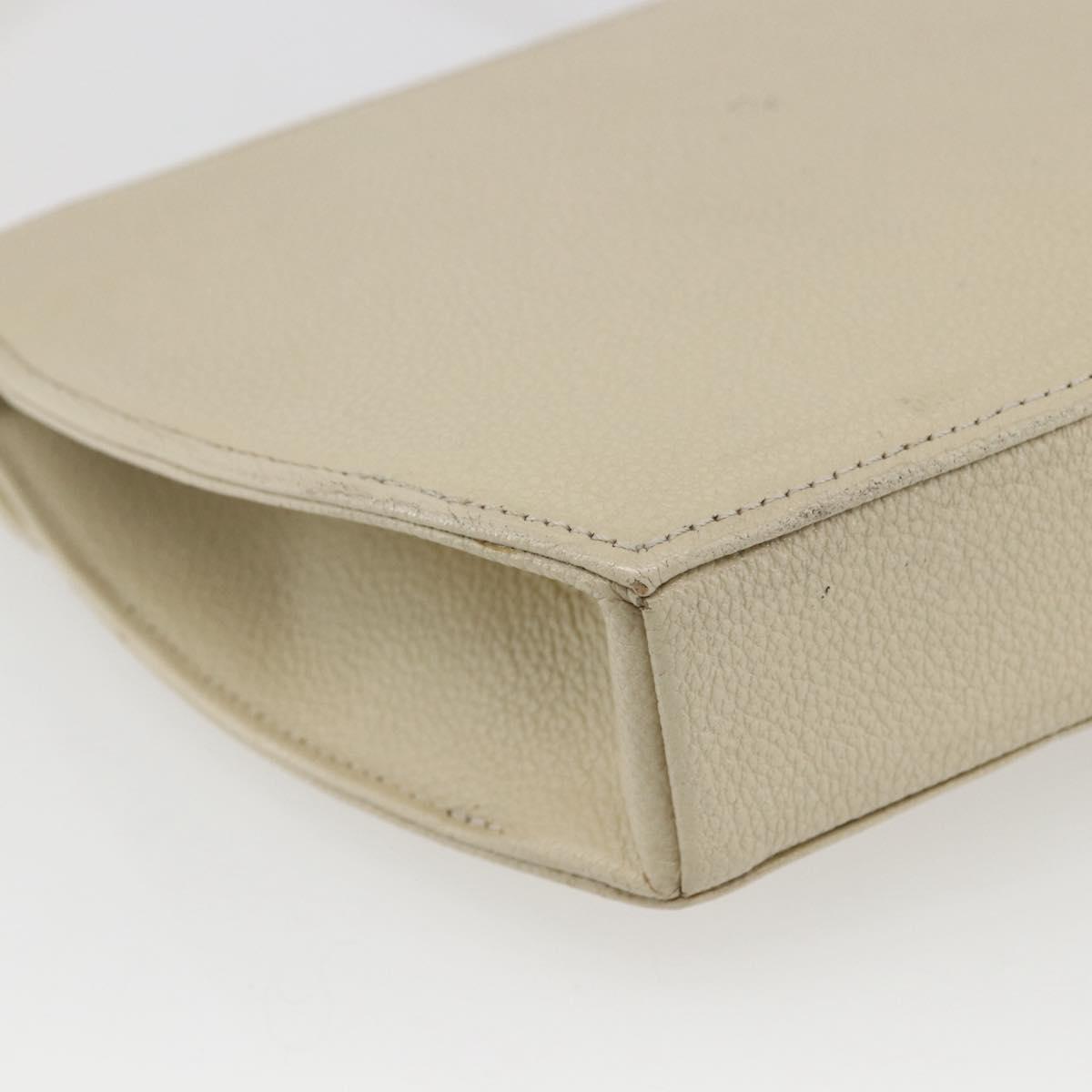 SAINT LAURENT Shoulder Bag Leather Ivory Gold Auth fm5082